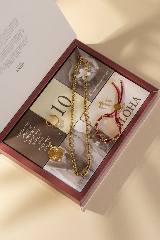 Roségoldene Kette und Armband in Geschenkbox von PURELEI, elegant und inspirierend.
