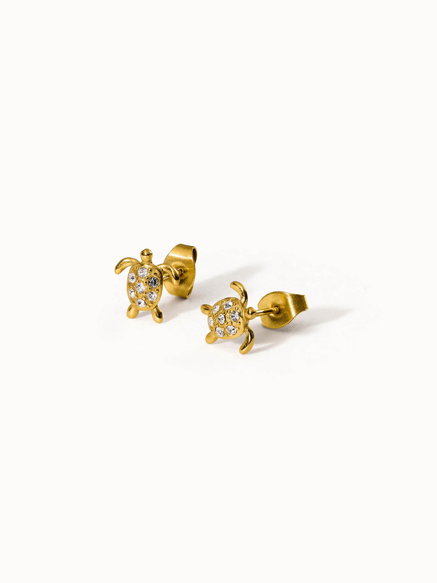 PURELEI White Turtle Orecchini Tartaruga In Acciaio Inox Con Cristalli Bianchi - Regalo Donna
