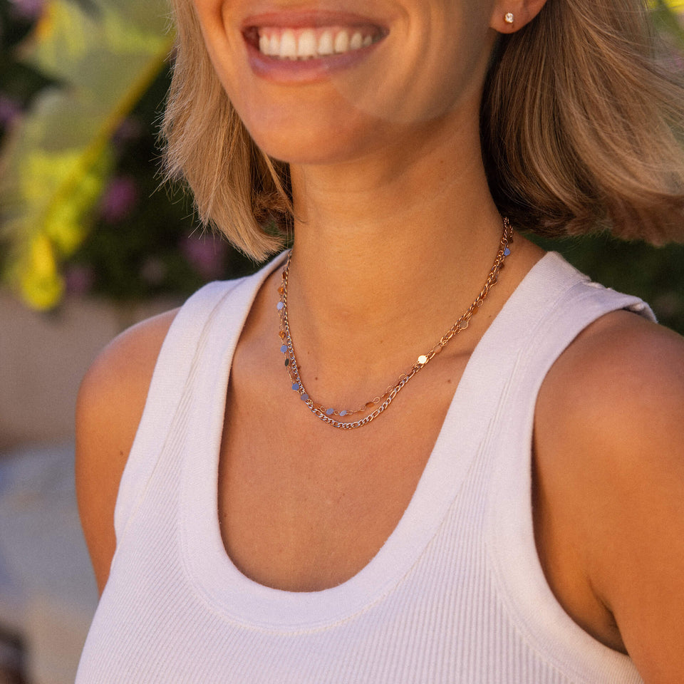 PURELEI Basic Ketten Set aus 18K rosévergoldetem Edelstahl, schlichte Layering-Ketten mit sommerlicher Leichtigkeit