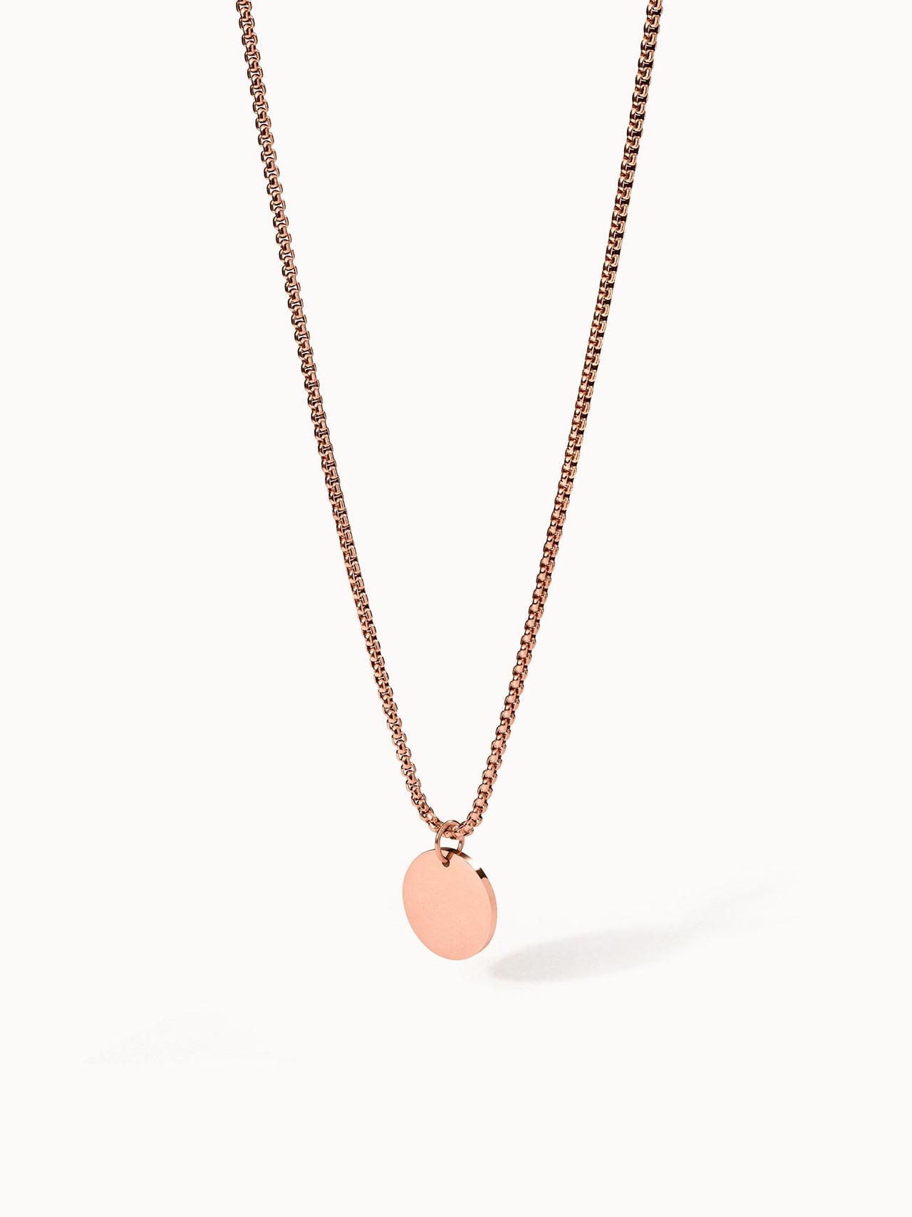 PURELEI Kumu O Coin Kette in Roségold, minimalistisch mit glattem Coin, elegante Basic-Halskette, nickelfrei und allergenfreundlich.
