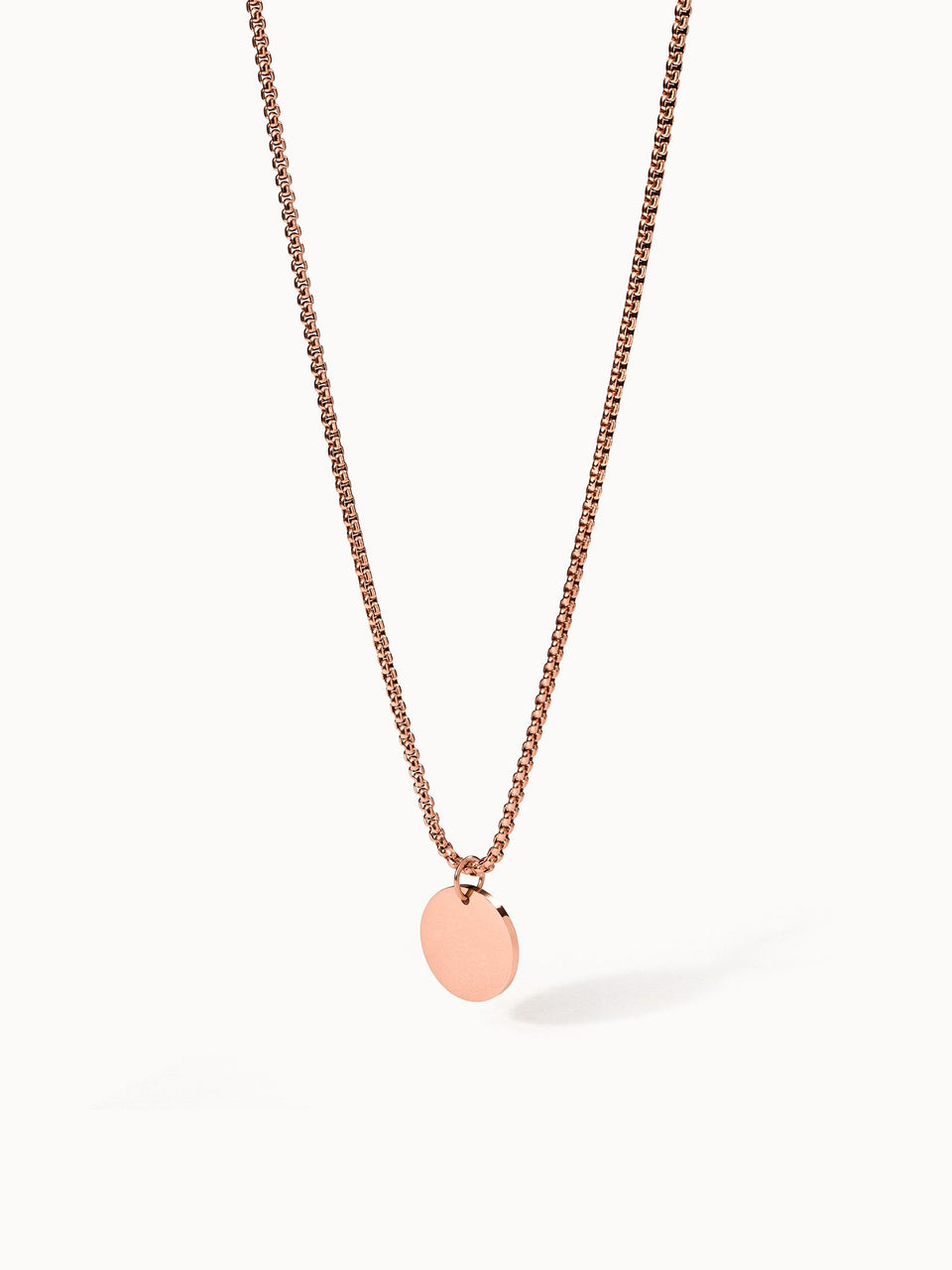 PURELEI Kumu O Coin Kette in Roségold, minimalistisch mit glattem Coin, elegante Basic-Halskette, nickelfrei und allergenfreundlich.