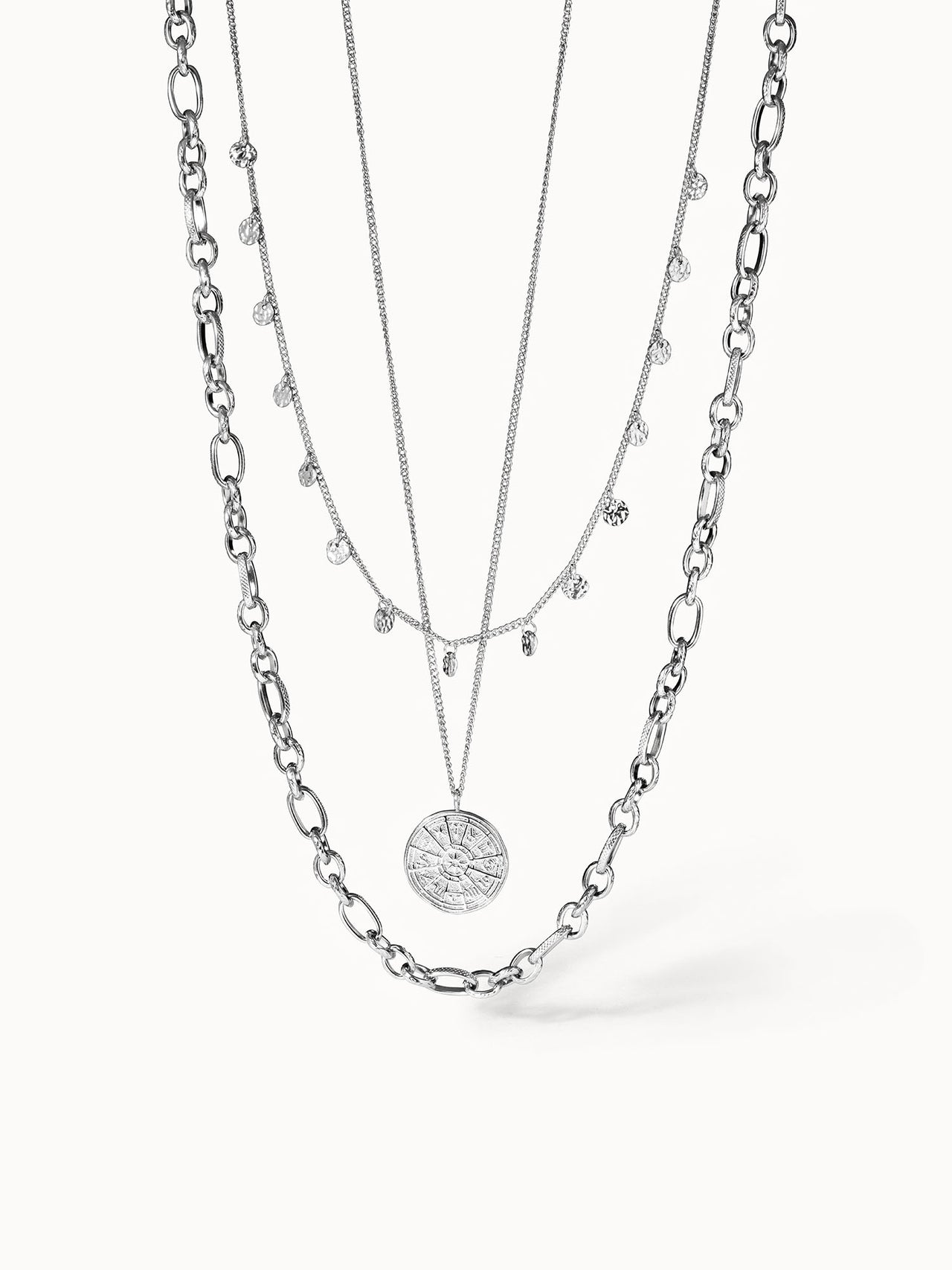 Hanalei Ketten-Set in Silber mit Münzanhänger und zarten Details, elegantes Layering von PURELEI