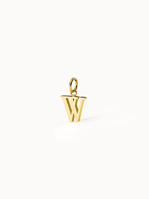 Purelei Pure W Charm goldener Edelstahl Buchstabenanhänger, klar, elegant und feminin in minimalistischem Design.