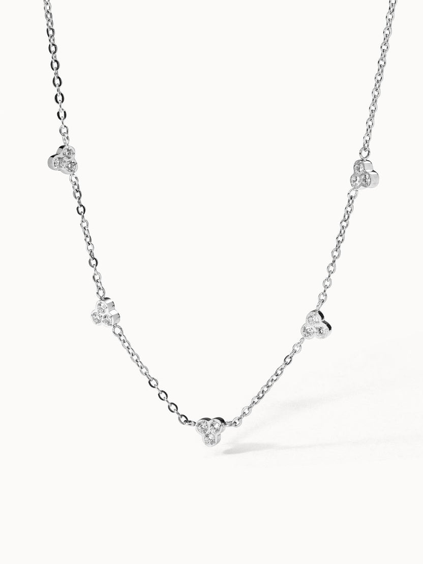 Amicizia Kette von PURELEI, filigrane silberne Edelstahlkette mit funkelnden weißen Zirkonia, elegant und zeitlos.