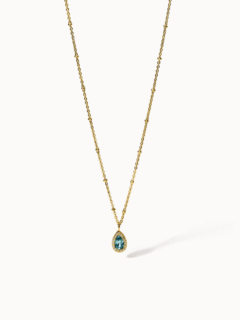 PURELEI Bellezza Kette mit goldener Edelstahlkette und blauem Tropfen-Schmuckstein, elegant und vintage-inspiriert