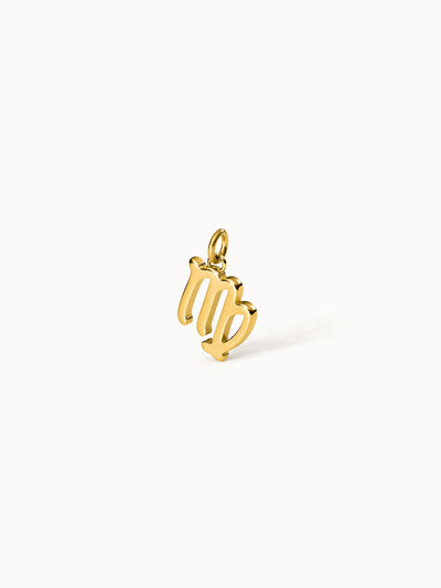 Jungfrau Zodiac Charm in 18K Gold, glänzend und elegant, symbolisiert Sternzeichen, PURELEI feminine Ästhetik.