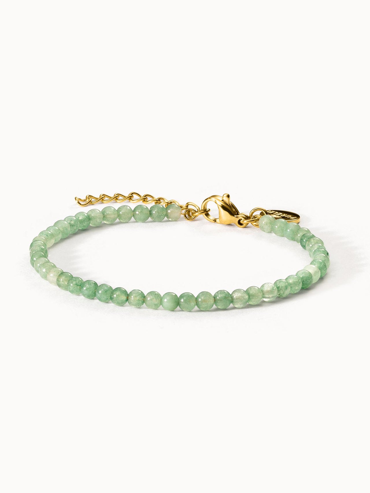 PURELEI Aventurine Armband mit grünen Perlen und vergoldetem Verschluss, elegant und zeitlos, inspiriert von Island-Spirit.