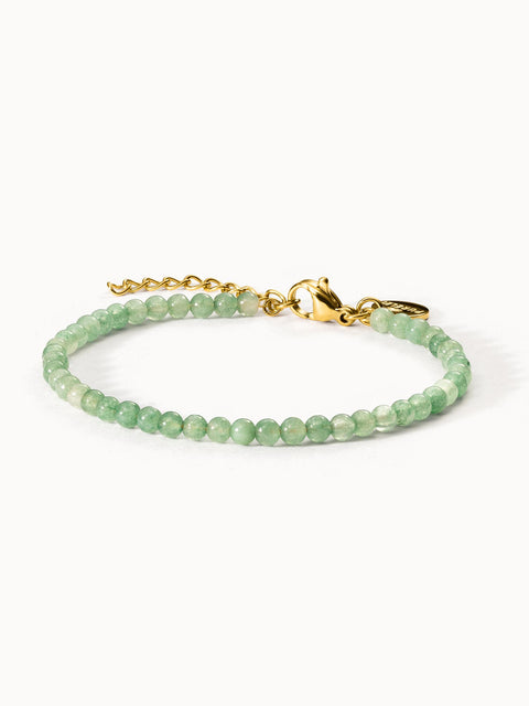 PURELEI Aventurine Armband mit grünen Perlen und vergoldetem Verschluss, elegant und zeitlos, inspiriert von Island-Spirit.