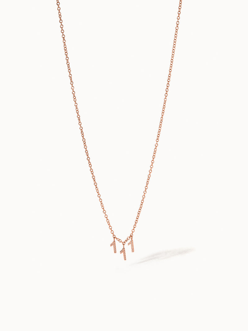 Roségoldene 111 Kette mit Zirkonia-Anhängern in Ankerkette, femininer Neubeginn, nickelfrei, Vicky
