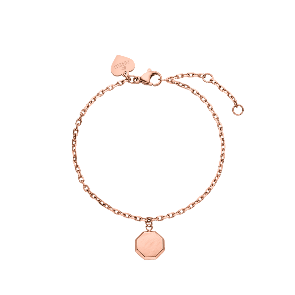 Roségoldenes Beloved Armband von PURELEI mit gravierbarem achteckigem Anhänger, elegant und nickelfrei.