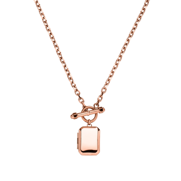 Roségoldene Kette mit rechteckigem Anhänger, elegant und modern, von PURELEI.
