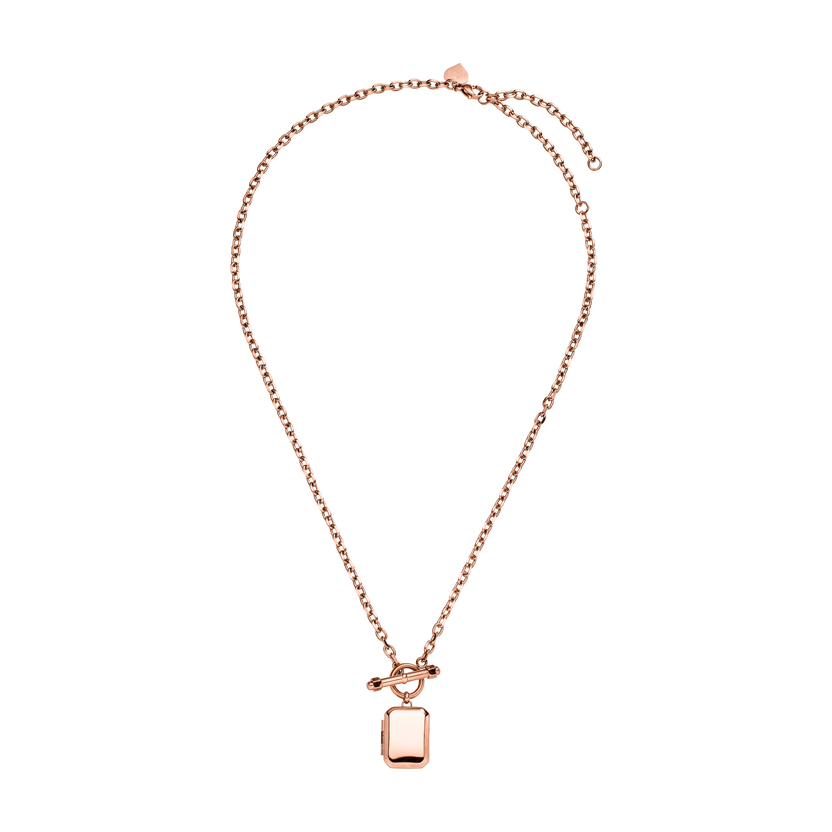 Roségoldene Kette mit rechteckigem Anhänger, elegant und modern, von PURELEI.