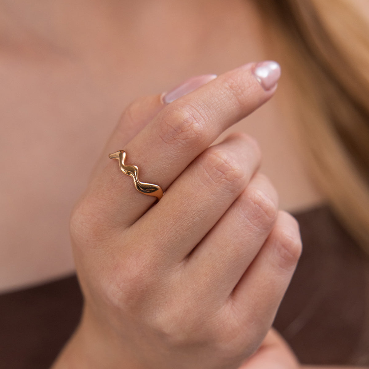 Abstrakt Wave Adjustable Ring