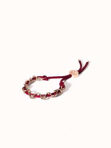Share Aloha Armband mit rotem Band und roségoldenem Schmuck in elegantem Design von PURELEI, nickelfrei.