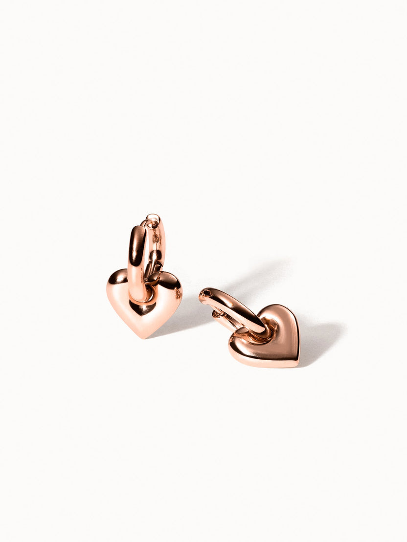 PURELEI Kind Heart Ohrringe in warmem Roségold mit Herz-Anhänger, elegant und feminin, nickelfrei für empfindliche Haut