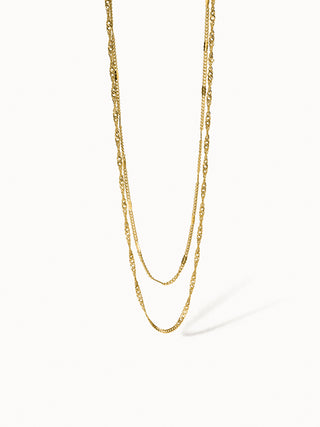 Authentische PURELEI Kette aus goldfarbenem Schmuck mit feiner Drehstruktur, elegant und zeitlos gestaltet.