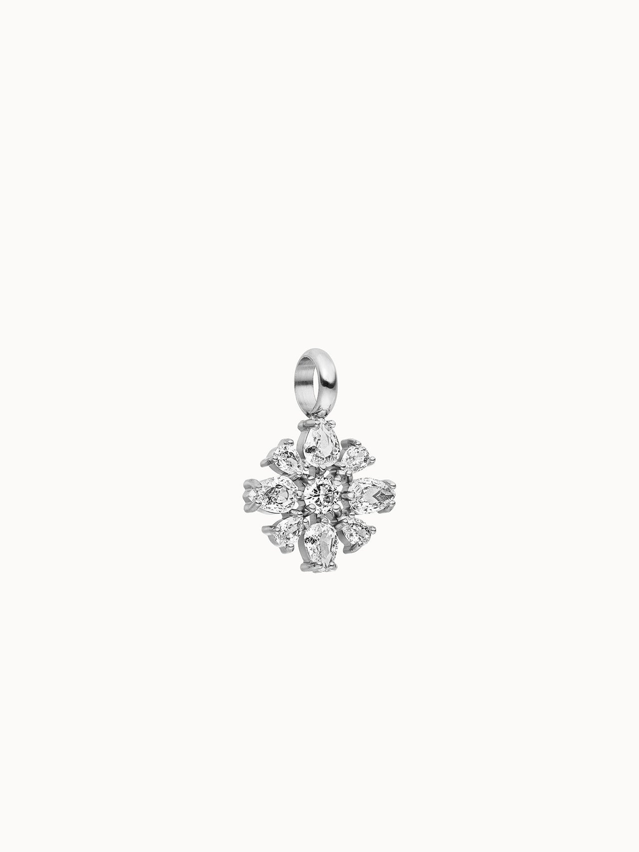 Blossom Charm Silber-Anhänger mit tropfenförmigen Zirkonia, elegantes Design, PURELEI zeitlos und feminin.