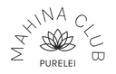 Schlichtes Logo mit Lotusblüte und Schriftzug 'Mahina Club' von PURELEI in elegantem Schwarz.