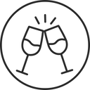 Zwei stilisierte Gläser stoßen an, symbolisieren Freude und Feierlichkeit – PURELEI.