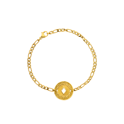 Lolani Armband von PURELEI, filigranes 18K Gold-Armband mit hawaiianischem Coin, elegant und zeitlos glänzend.