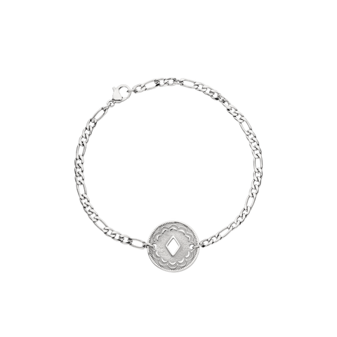 Silbernes Lolani Armband mit filigranem hawaiianischem Coin, elegant und nickelfrei, PURELEI Design.