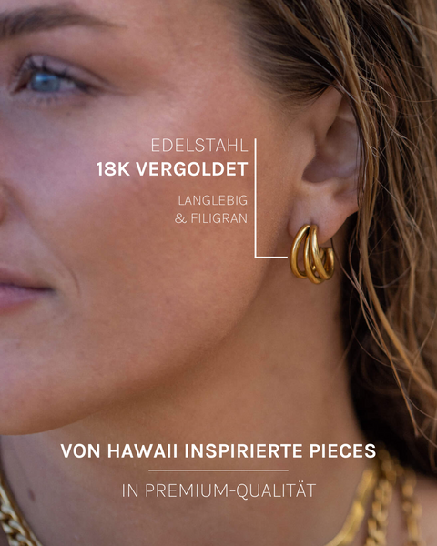 Eono Ohrringe aus 18K vergoldetem Edelstahl, filigrane Creolen, elegant und langlebig von PURELEI.