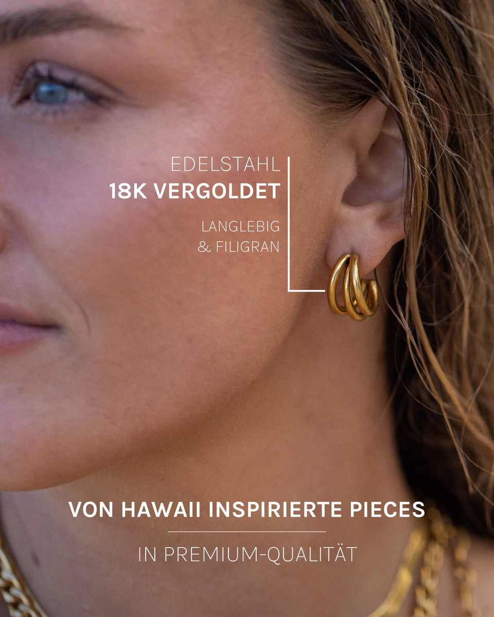 Eono Ohrringe aus 18K vergoldetem Edelstahl, filigrane Creolen, elegant und langlebig von PURELEI.