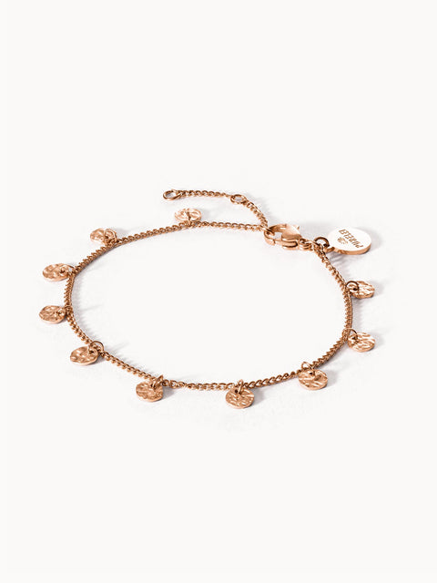 Malihini Coin Armband in Roségold mit kleinen Münzen, feines Design, elegant und feminin, PURELEI Schmuck.