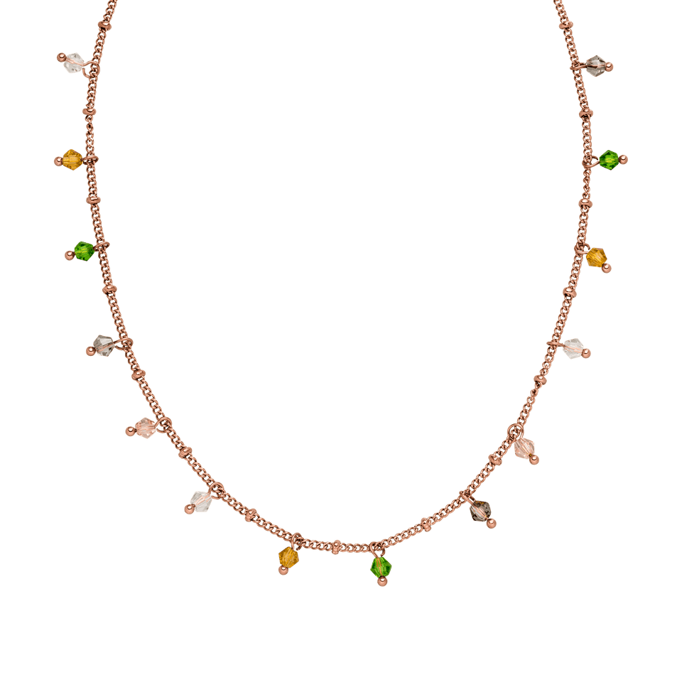 Boho Kette von PURELEI, roségoldene filigrane Kette mit bunten Glasperlen, sommerlich und feminin gestaltet