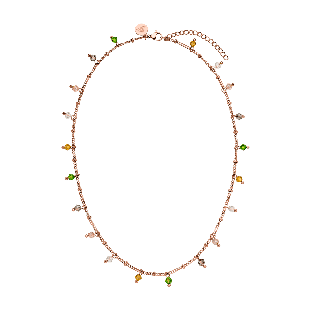 PURELEI Boho Kette Roségold mit bunten Glasperlen, filigranes Design, warmes Sommerfeeling, nickelfrei und elegant