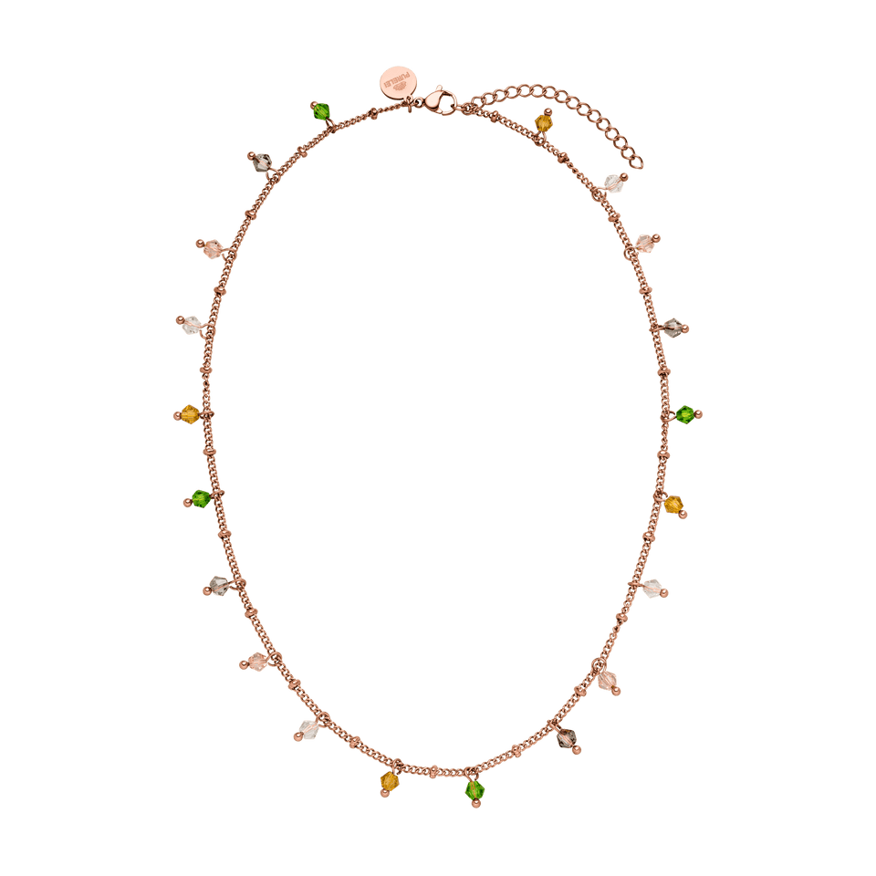 PURELEI Boho Kette Roségold mit bunten Glasperlen, filigranes Design, warmes Sommerfeeling, nickelfrei und elegant