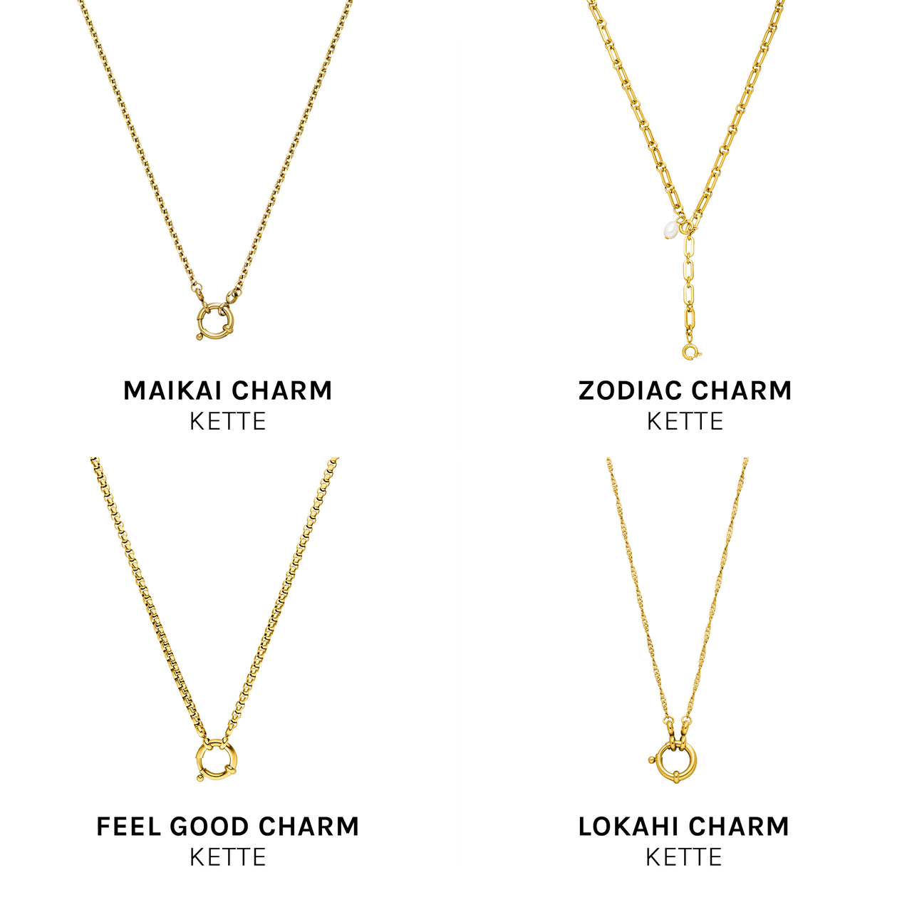 PURELEI Pure C Charm, goldener Edelstahl-Anhänger mit filigraner Buchstabenkombination, zeitlos elegant und feminin.