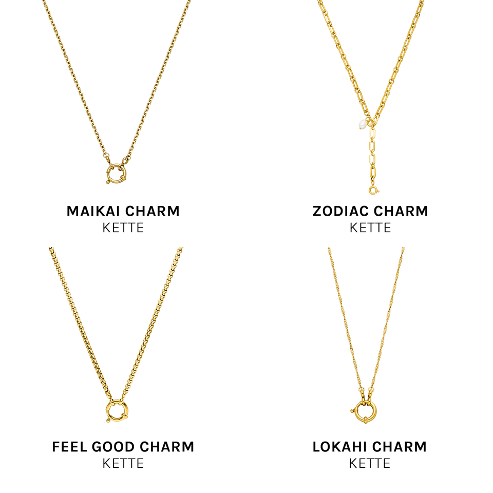 PURELEI Pure C Charm, goldener Edelstahl-Anhänger mit filigraner Buchstabenkombination, zeitlos elegant und feminin.