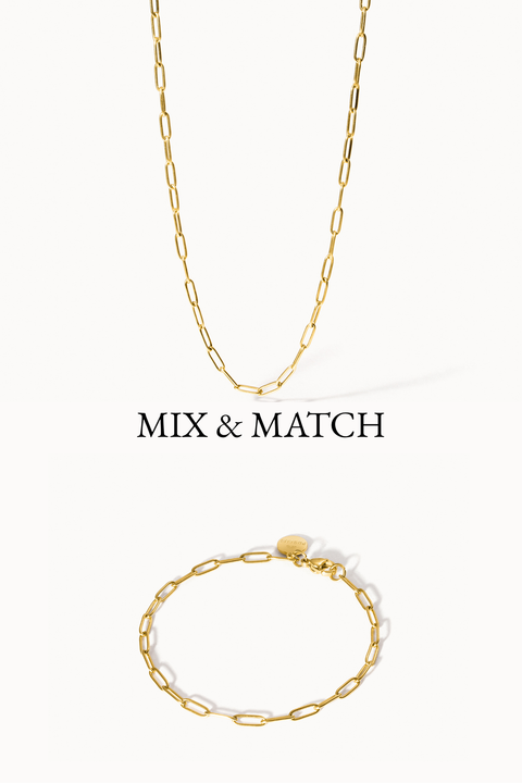 Mix & Match: Deine Flex Charms – goldenes Ketten-Set mit feiner Gliederstruktur in eleganter, sonniger Studio-Atmosphäre, PURELEI