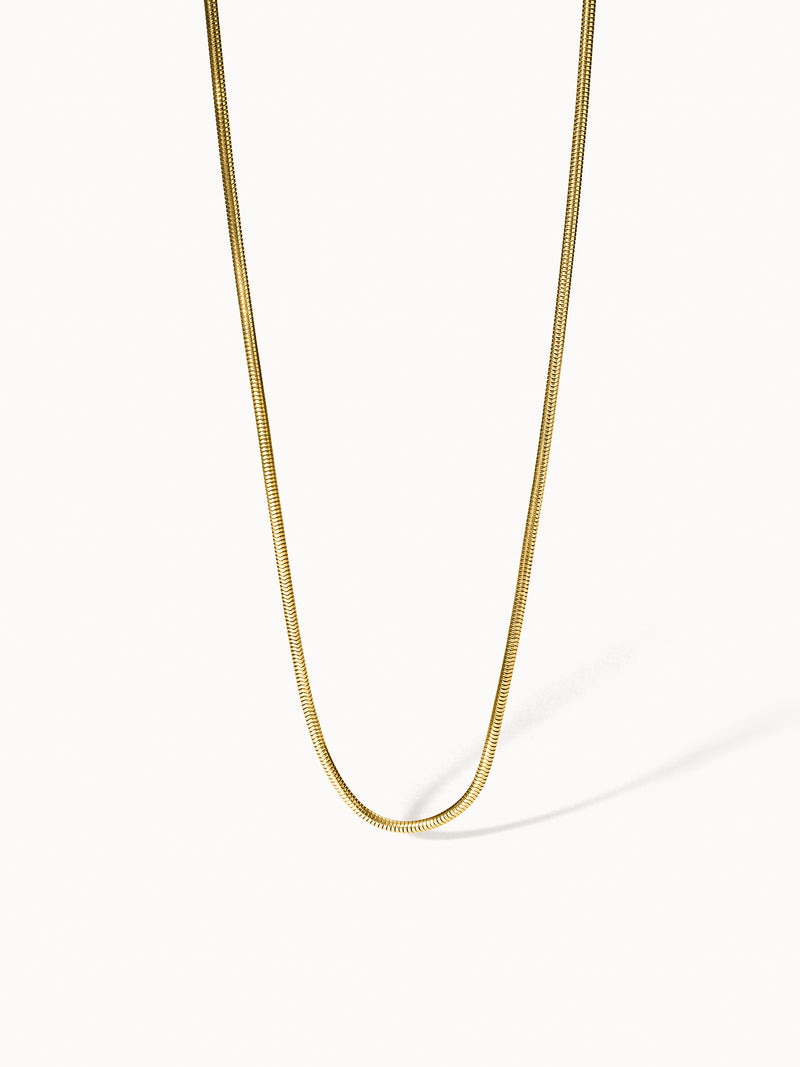PURELEI Lei Charm Kette in Gold mit feiner Schlangenkette, elegant und vielseitig für individuellen Schmuck-Look.