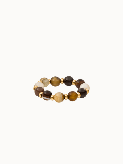 Anxiety Mahina Club Mokupuni Ring aus goldvergoldetem Edelstahl und Natursteinperlen, elegant und zeitlos von PURELEI