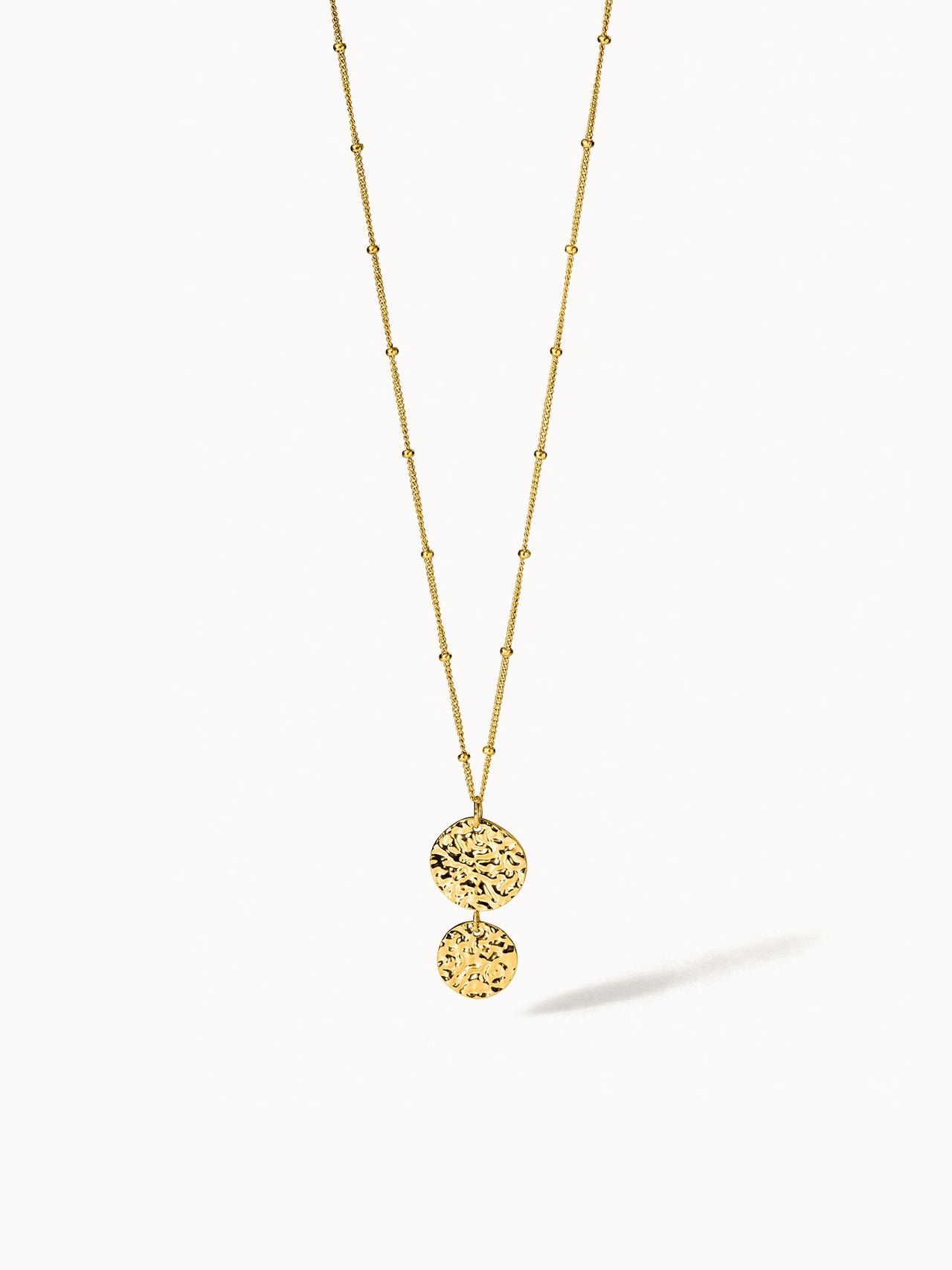 PURELEI Malihini Coin Kette aus goldvergoldetem Edelstahl mit strukturierter Münz-Anhängerkombination, elegant und zeitlos