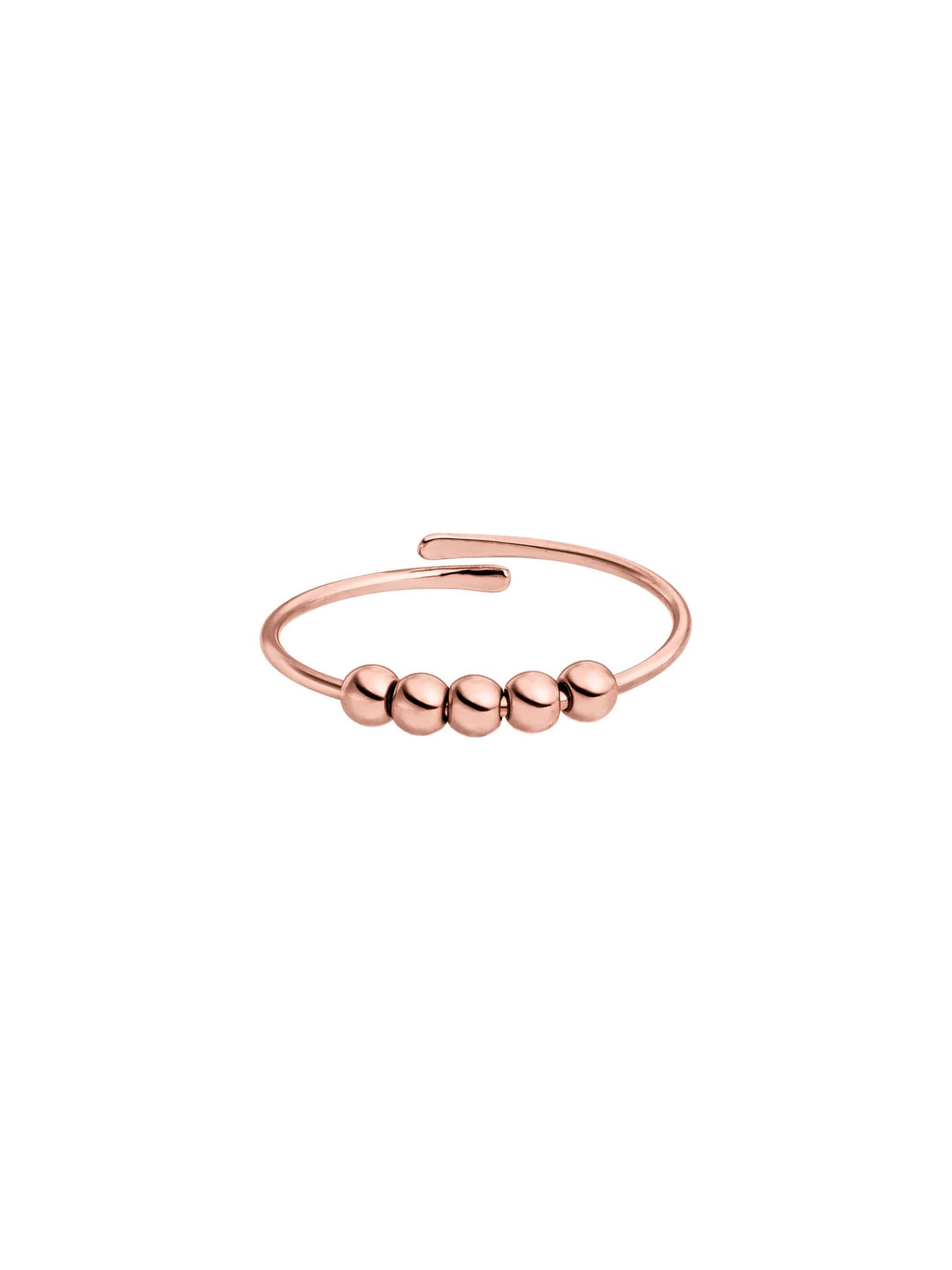PURELEI New Generation Anxiety Ring in Roségold mit fünf Kugeln, verstellbar, minimalistisches Design, nickelfrei.