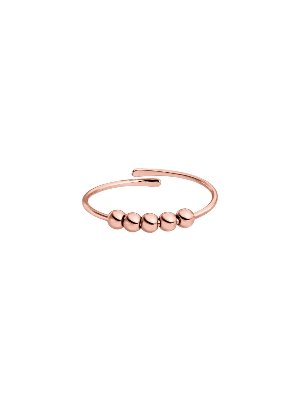 PURELEI New Generation Anxiety Ring in Roségold mit fünf Kugeln, verstellbar, minimalistisches Design, nickelfrei.