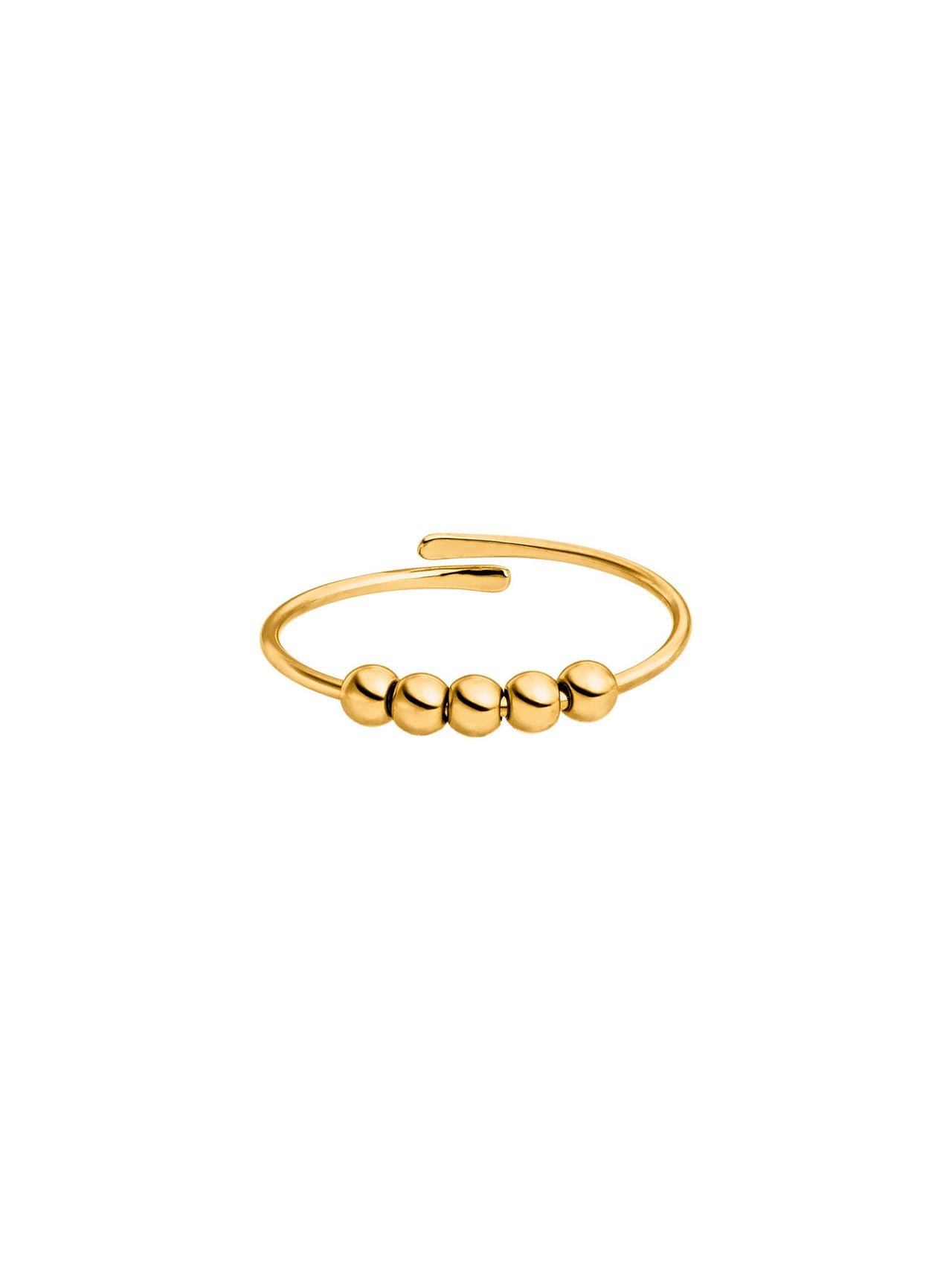 PURELEI Anxiety Ring New Generation aus 18K Gold mit fünf beweglichen Kugeln für elegante Ruhe und Balance.