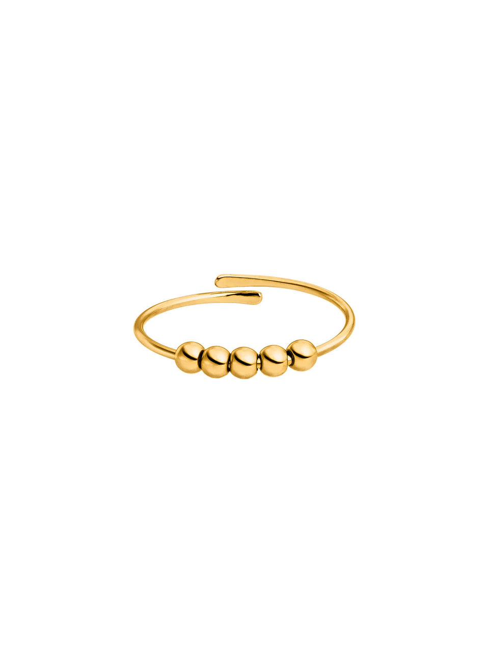 PURELEI Anxiety Ring New Generation aus 18K Gold mit fünf beweglichen Kugeln für elegante Ruhe und Balance.