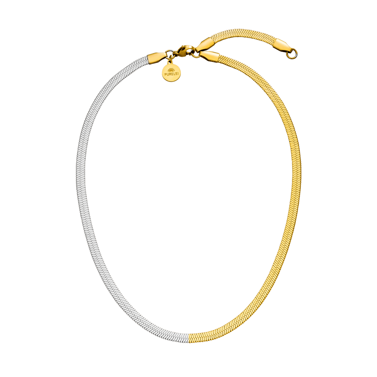 PURELEI Duality Kette aus bicolor Edelstahl in Gold und Silber, elegant und nickelfrei gestaltet.
