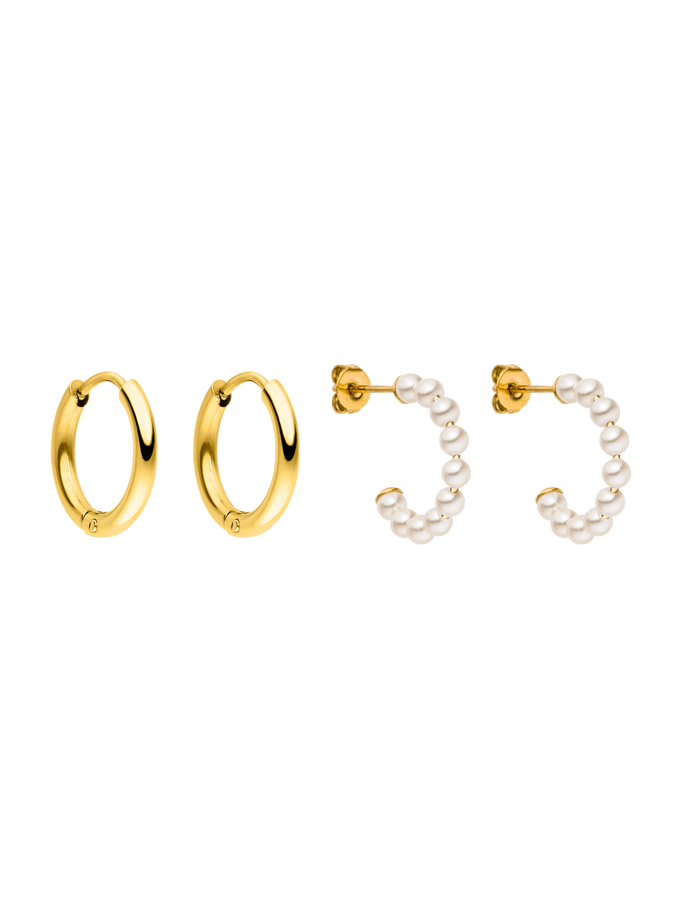 Pearl And Hoop Ohrring Set