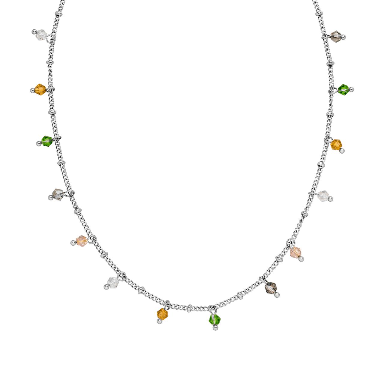Boho Kette von PURELEI in Silber mit bunten Glasperlen, filigran und feminin, inspiriert von sommerlichen Vibes.