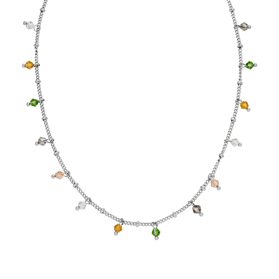 Boho Kette von PURELEI in Silber mit bunten Glasperlen, filigran und feminin, inspiriert von sommerlichen Vibes.