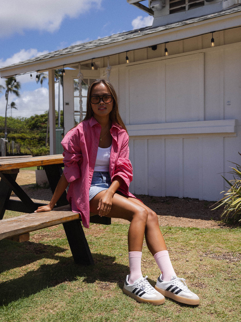 Tennissocken-Set aus Bio-Baumwolle in Rosa mit aloha-Schriftzug, PURELEI-Style für sommerliche Leichtigkeit.
