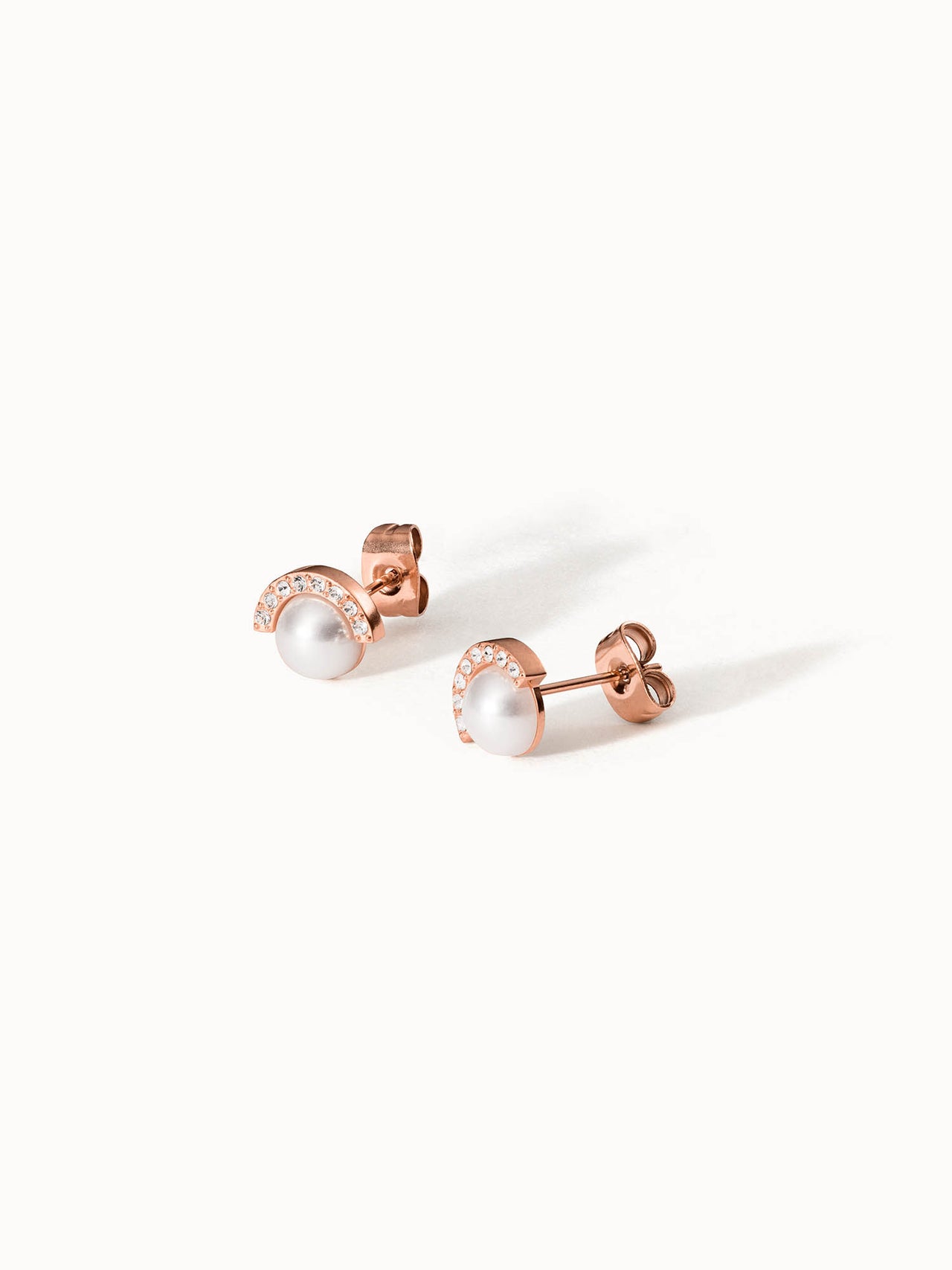 PURELEI Air Schmuckset Roségoldene Halo Ohrringe mit Perle und funkelnden Zirkonia für elegante Styles