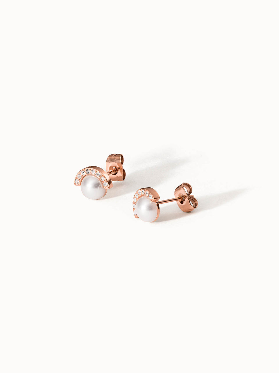 PURELEI Air Schmuckset Roségoldene Halo Ohrringe mit Perle und funkelnden Zirkonia für elegante Styles