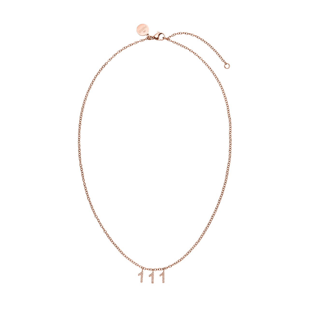 111 Kette in roségold mit Zirkonia-Anhängern, elegante Ankerkette, nickelfrei, femininer Island-Spirit.