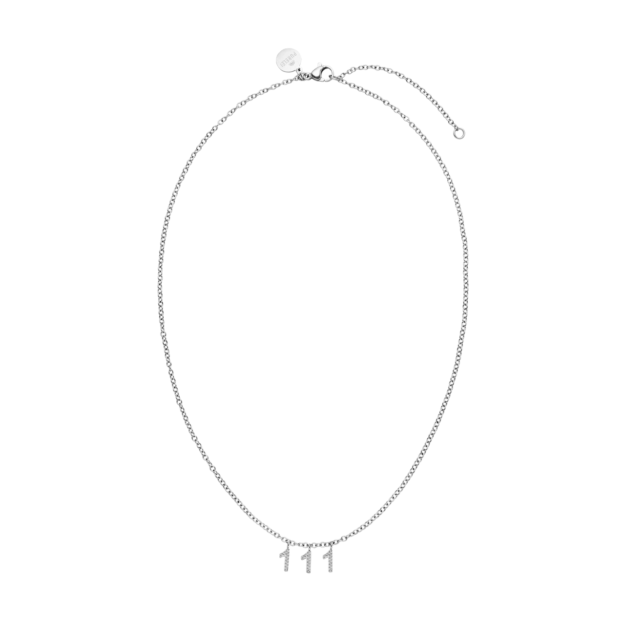 111 Kette aus silbernem Edelstahl mit Zirkonia-Anhängern im Ankerketten-Stil, elegant und nickelfrei Vicky